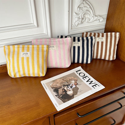 Striped Color Block Simple Make Up Bag