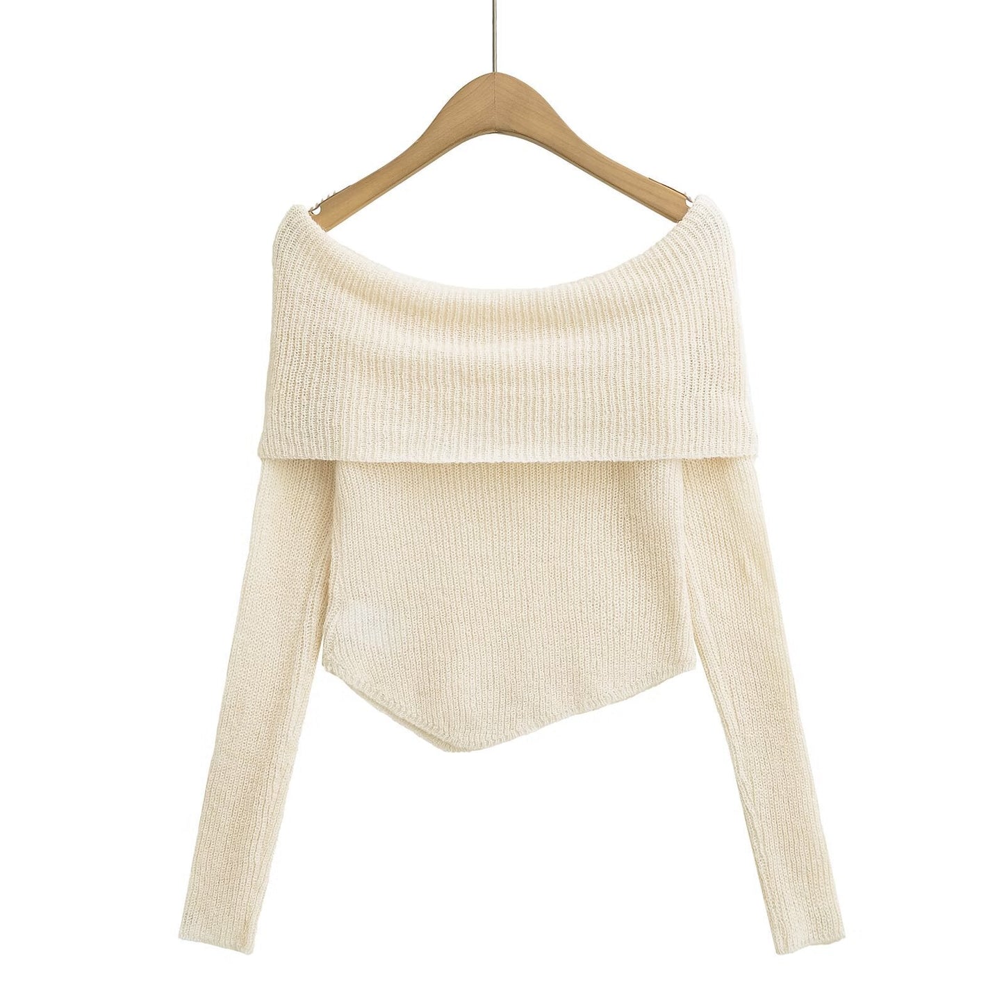 Trendy Asymmetric Hem Off-Shoulder Knit Top