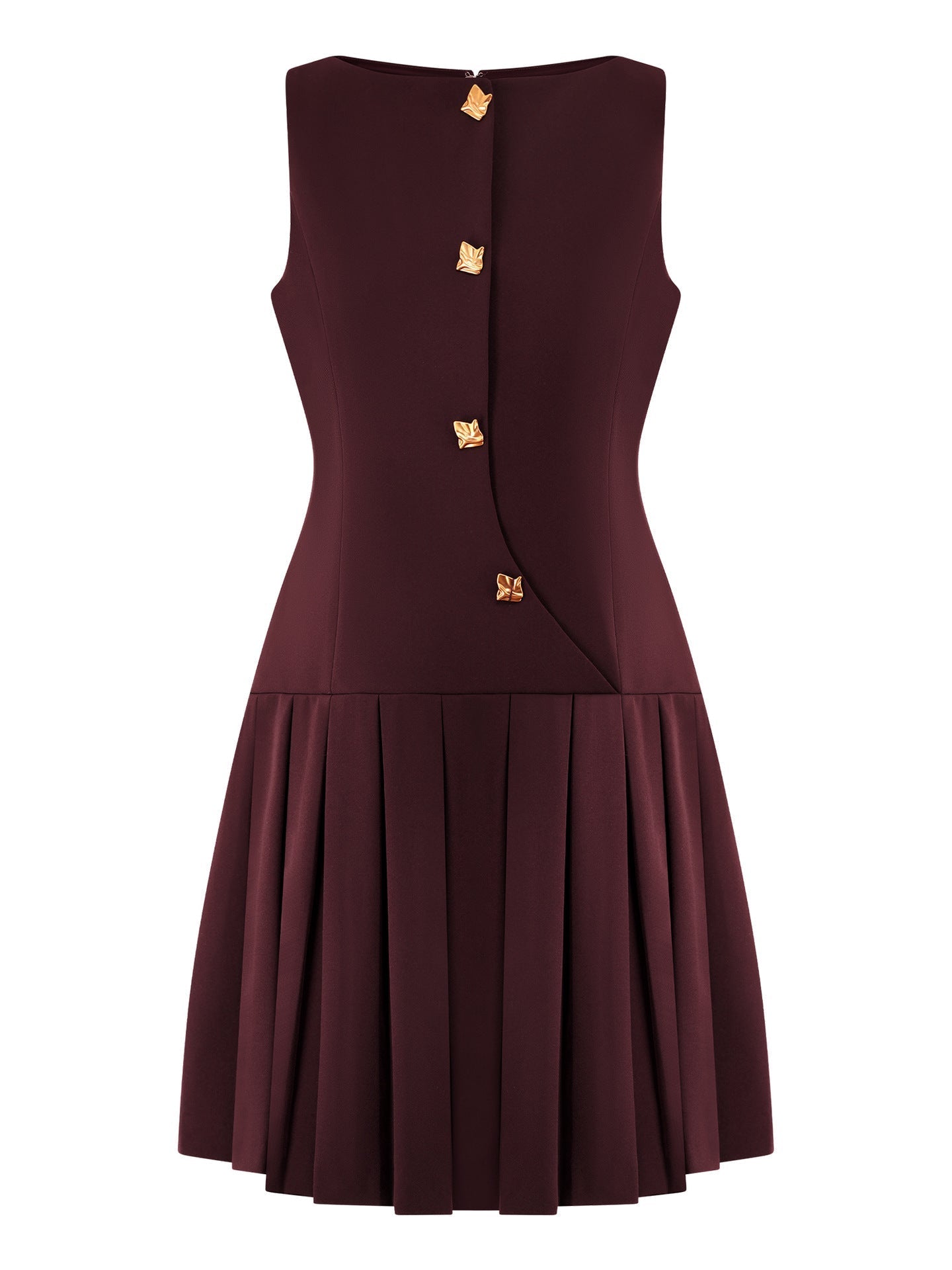 Simple Pleated Solid Color Mini Dress