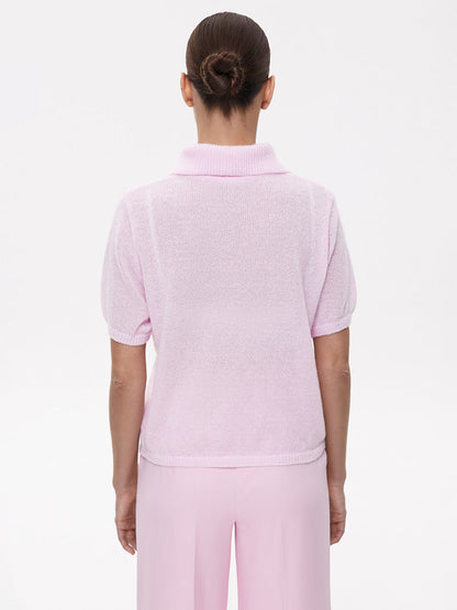 Simple Puff Sleeve Pullover Solid Knit Top