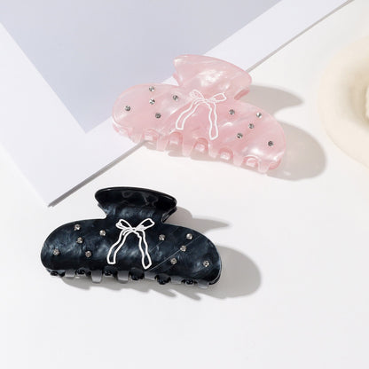 Cute Bow Print Rhinestone Hair Claw