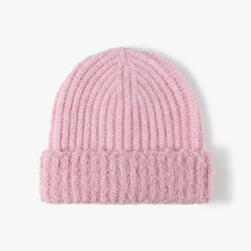 Spliced Color Knit Hat Paded Beanie