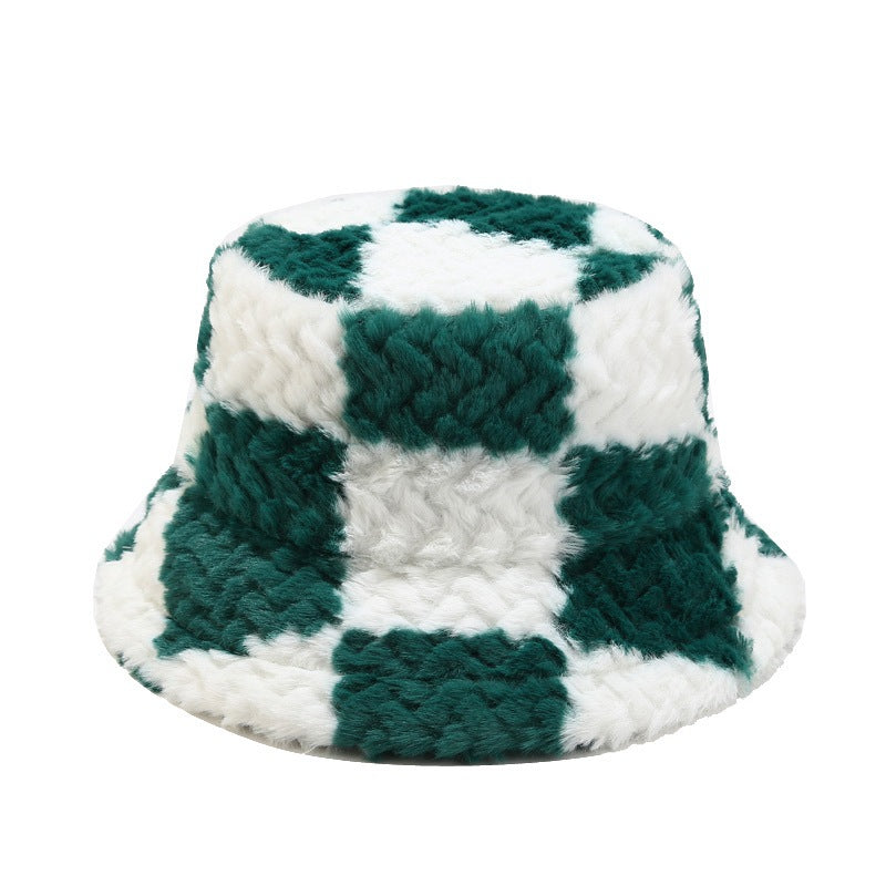 Checker Contrast Color Thicken Bucket Hats