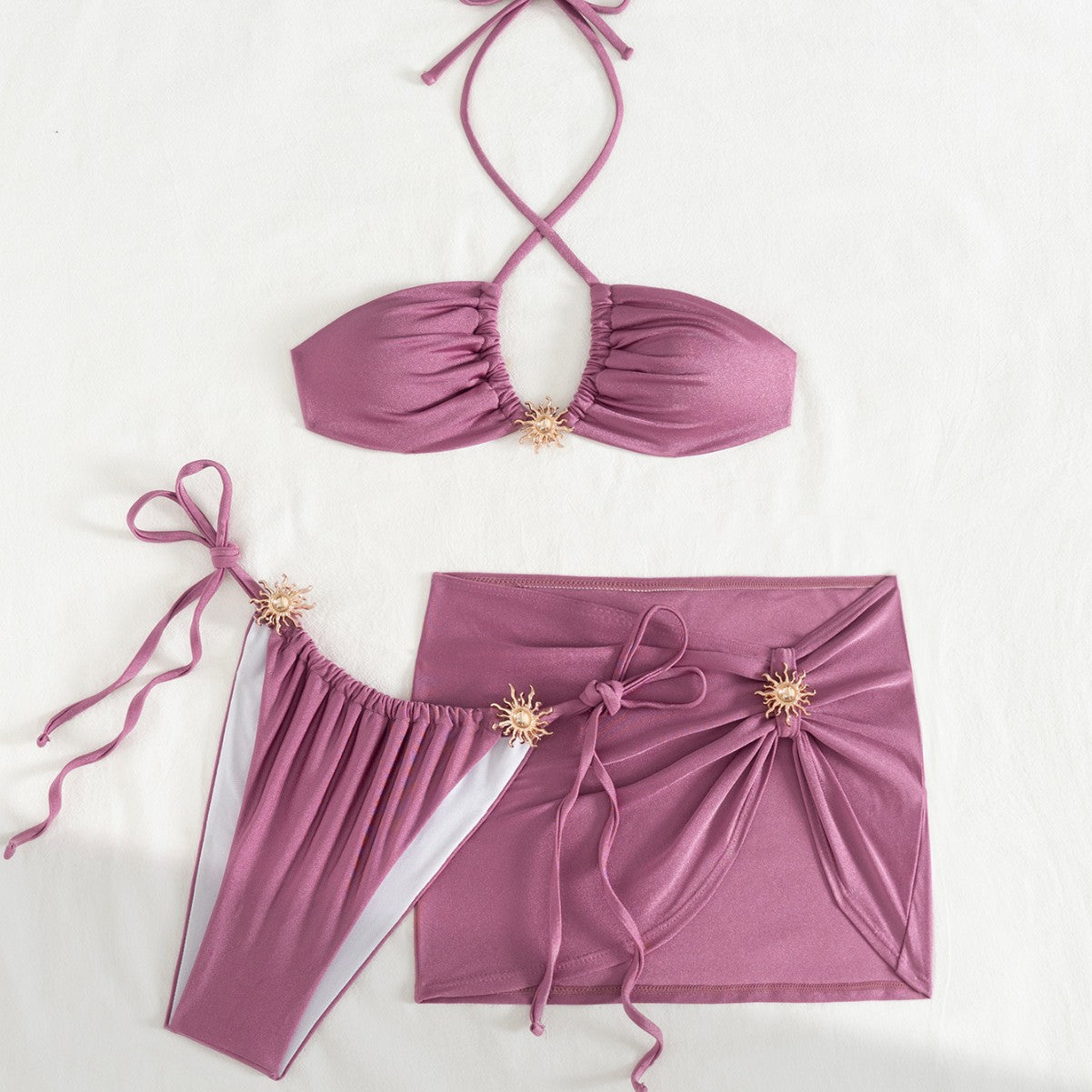 String Halter Bikini Bottom with Cover