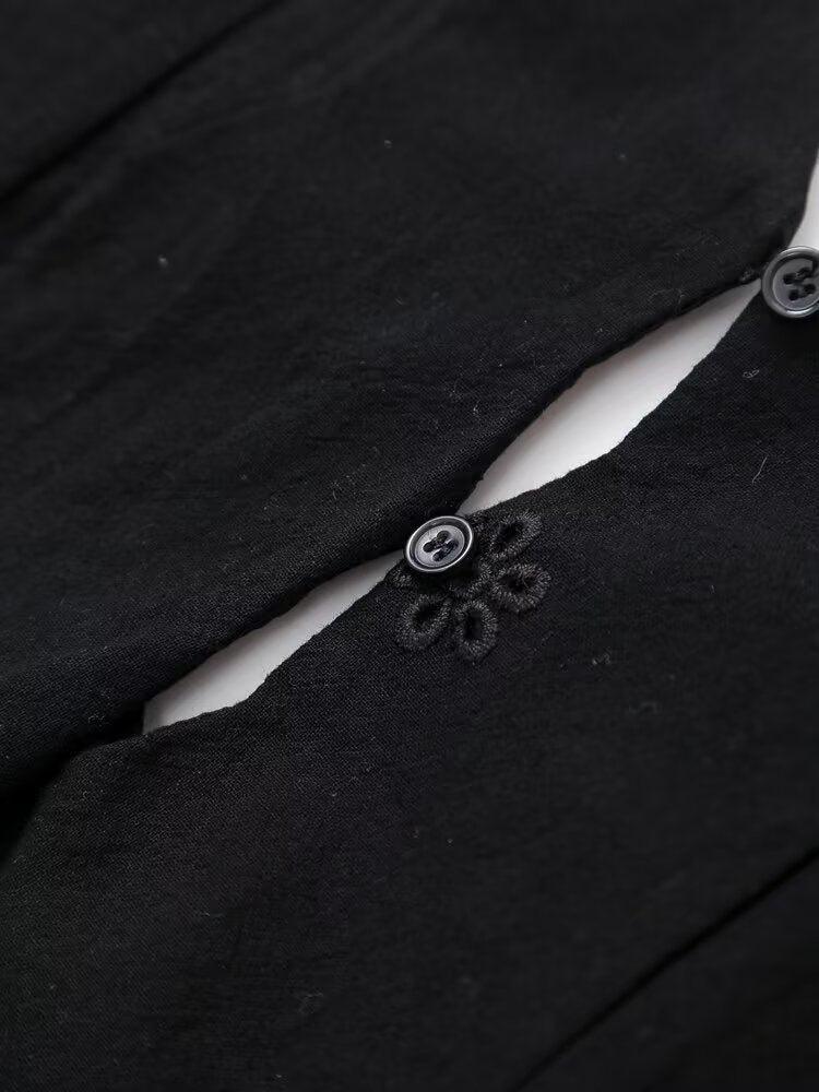 Sexy Embroidery Buttons Spaghetti Mini Dresses