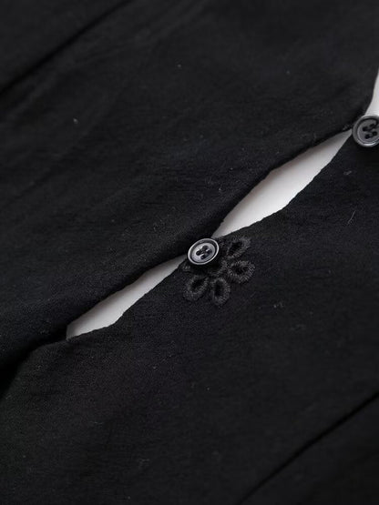 Sexy Embroidery Buttons Spaghetti Mini Dresses