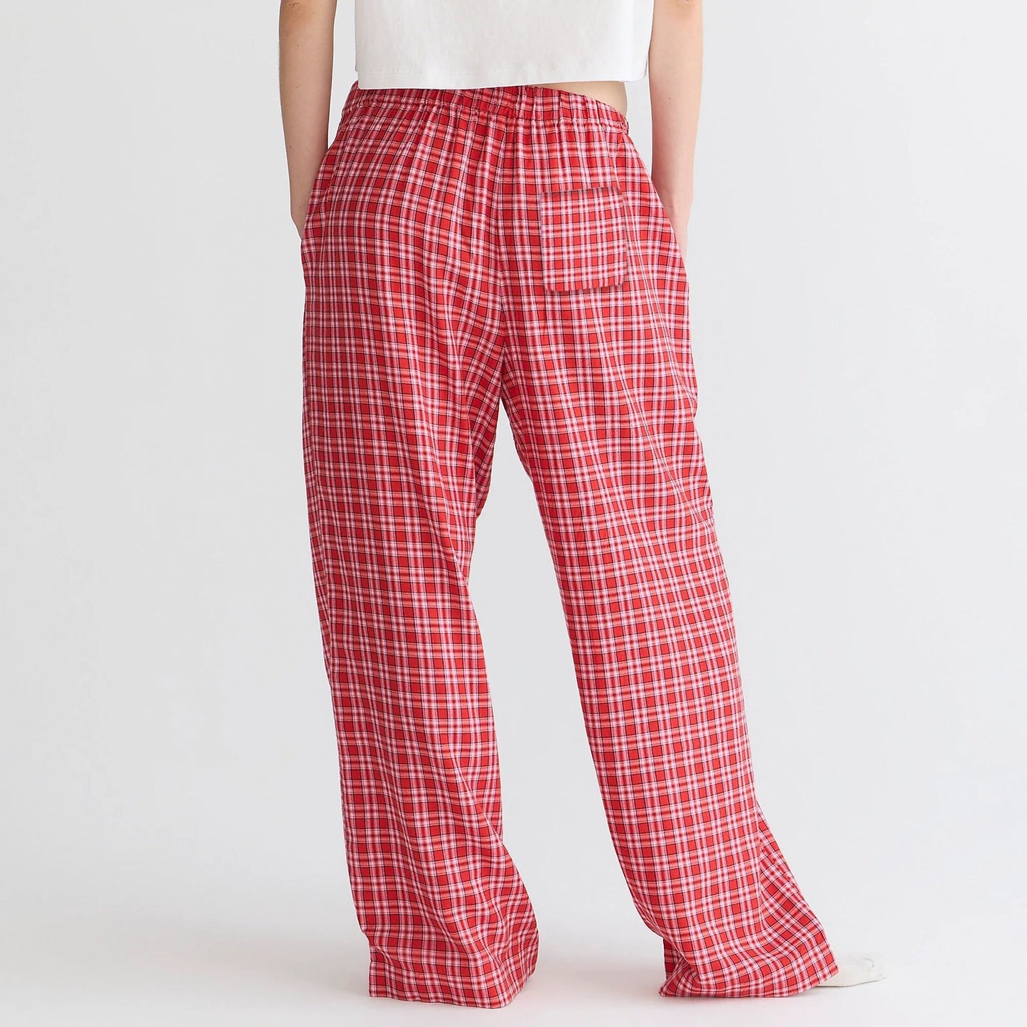Plaid Loose Pockets Wide Leg Pants