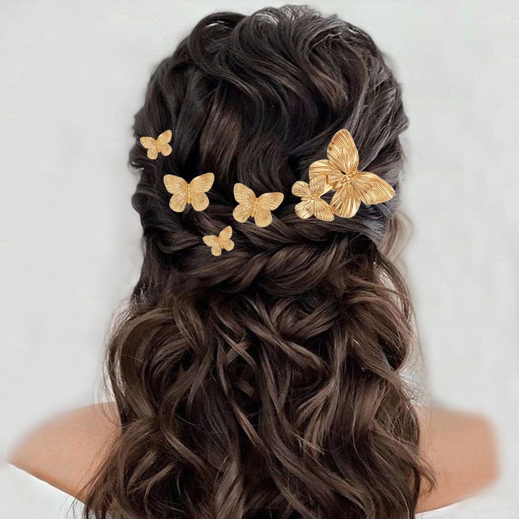 Trendy Gold Butterfly Hair Clip Sets