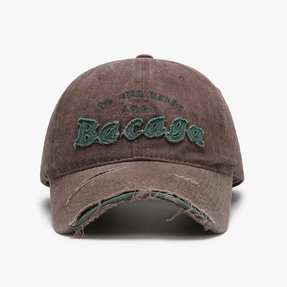 Distressed Washed Letter Embroidered Baseball Cap