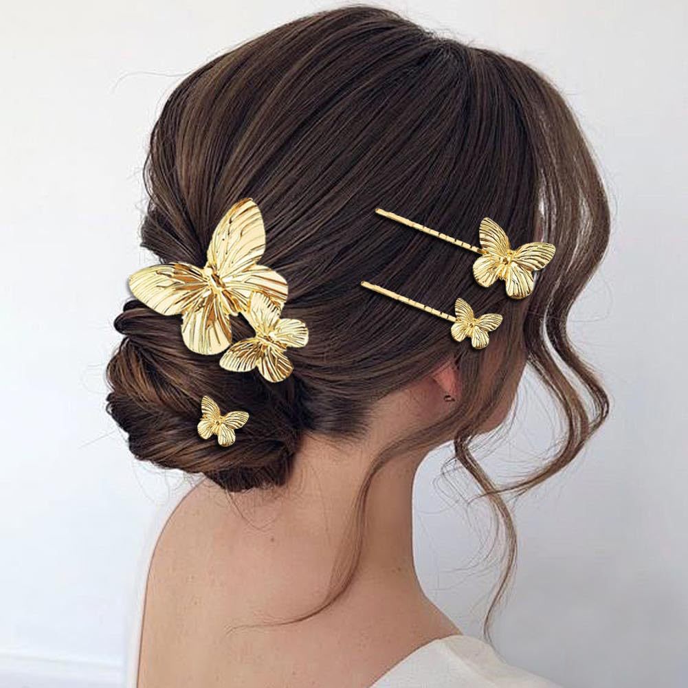 Trendy Gold Butterfly Hair Clip Sets