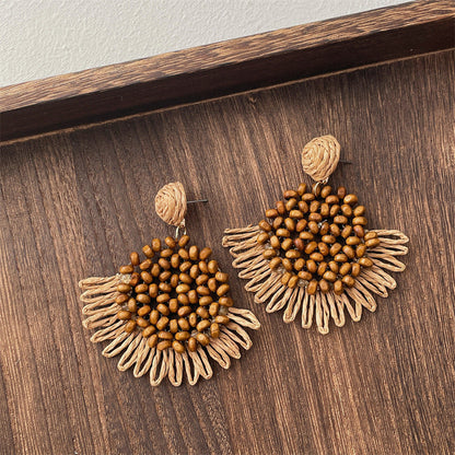 Vintage Handwoven Rattan Grass Earrings