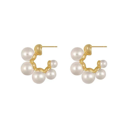 Pearl Elegant C-Shape Stud Earrings