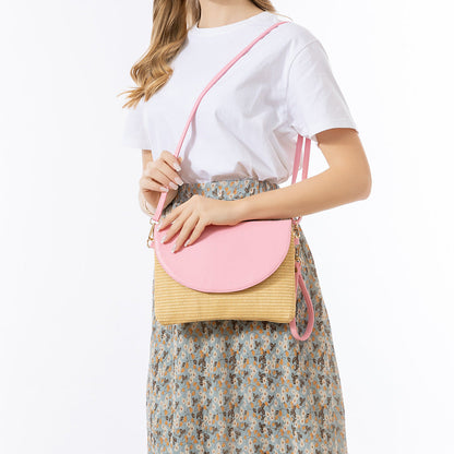 Woven Contrast Color Shoulder Bags