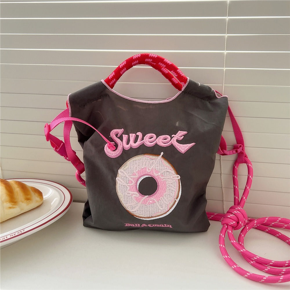 Mini Embrodered Nylon Shopping Shoulder Bag