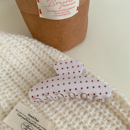 Simple Polka Dot Color Block Hair Claw