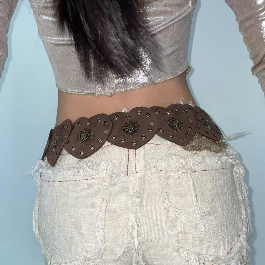 Vintage Patchwork Punk Stud Wide Belt