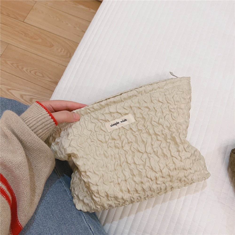 Simple Solid Color Large Capacity Makeup Bag