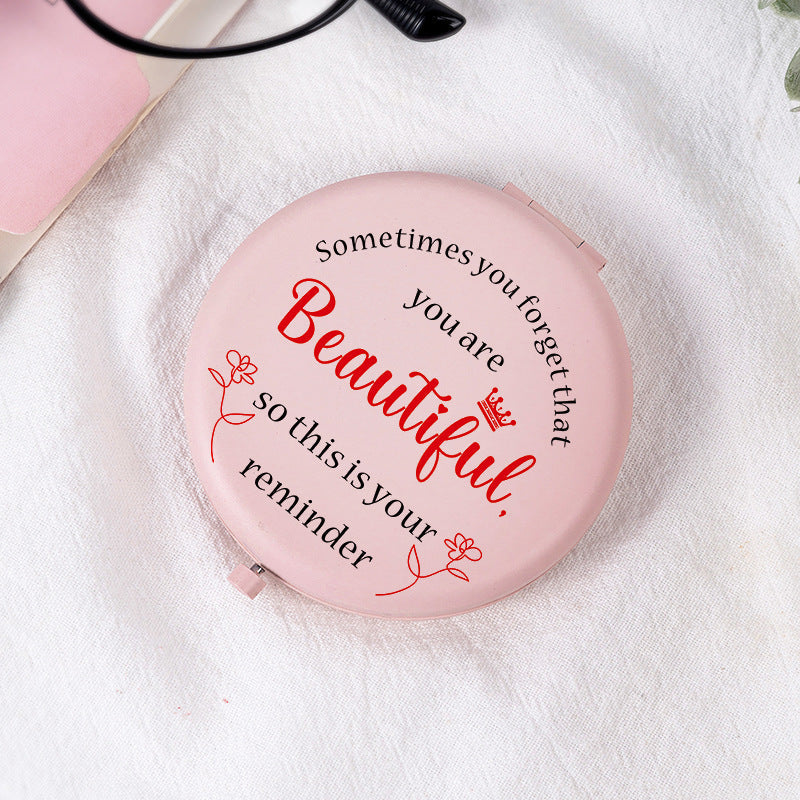 Pink Print Mini Foldable Makeup Mirror