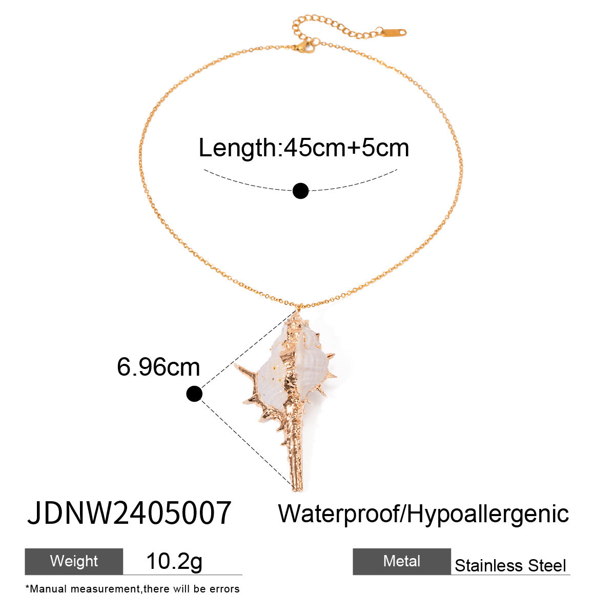 White Conch Pendant Fine Chain Necklace