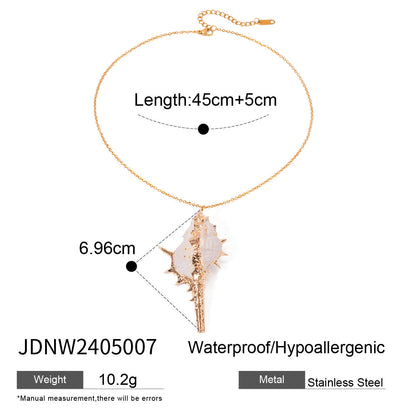 White Conch Pendant Fine Chain Necklace