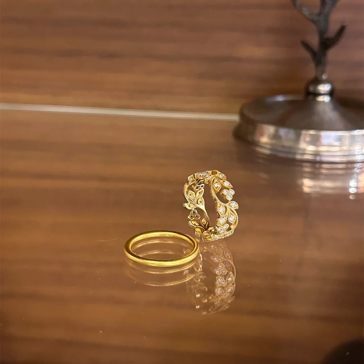 Vintage Rhinestone Lace Hollow Rings