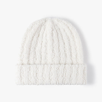 Simple Ribbed Knit Hat Padded Beanie