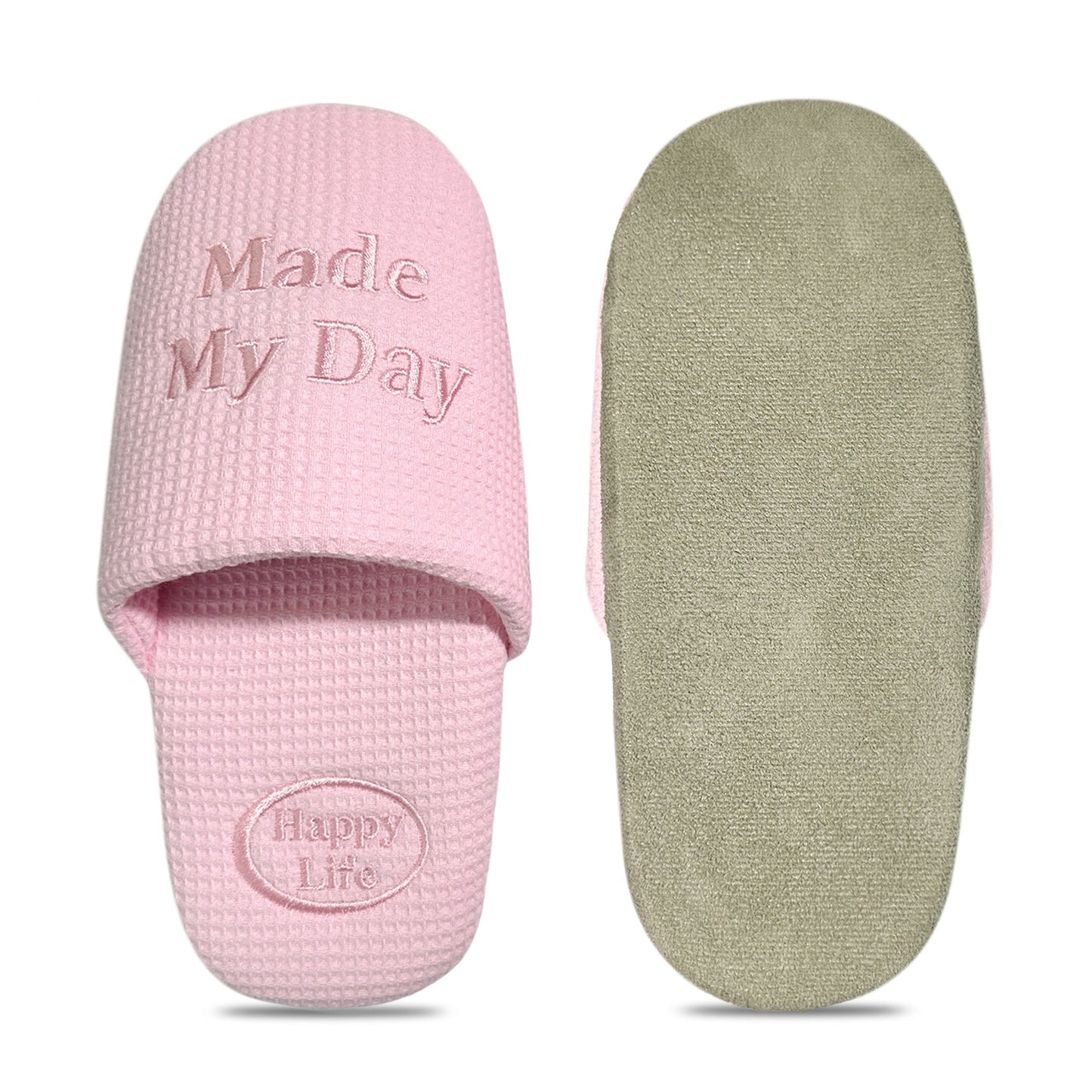 Soft Letter Embroidered Waffle Indoor Slippers
