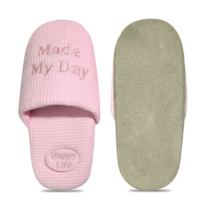 Soft Letter Embroidered Waffle Indoor Slippers