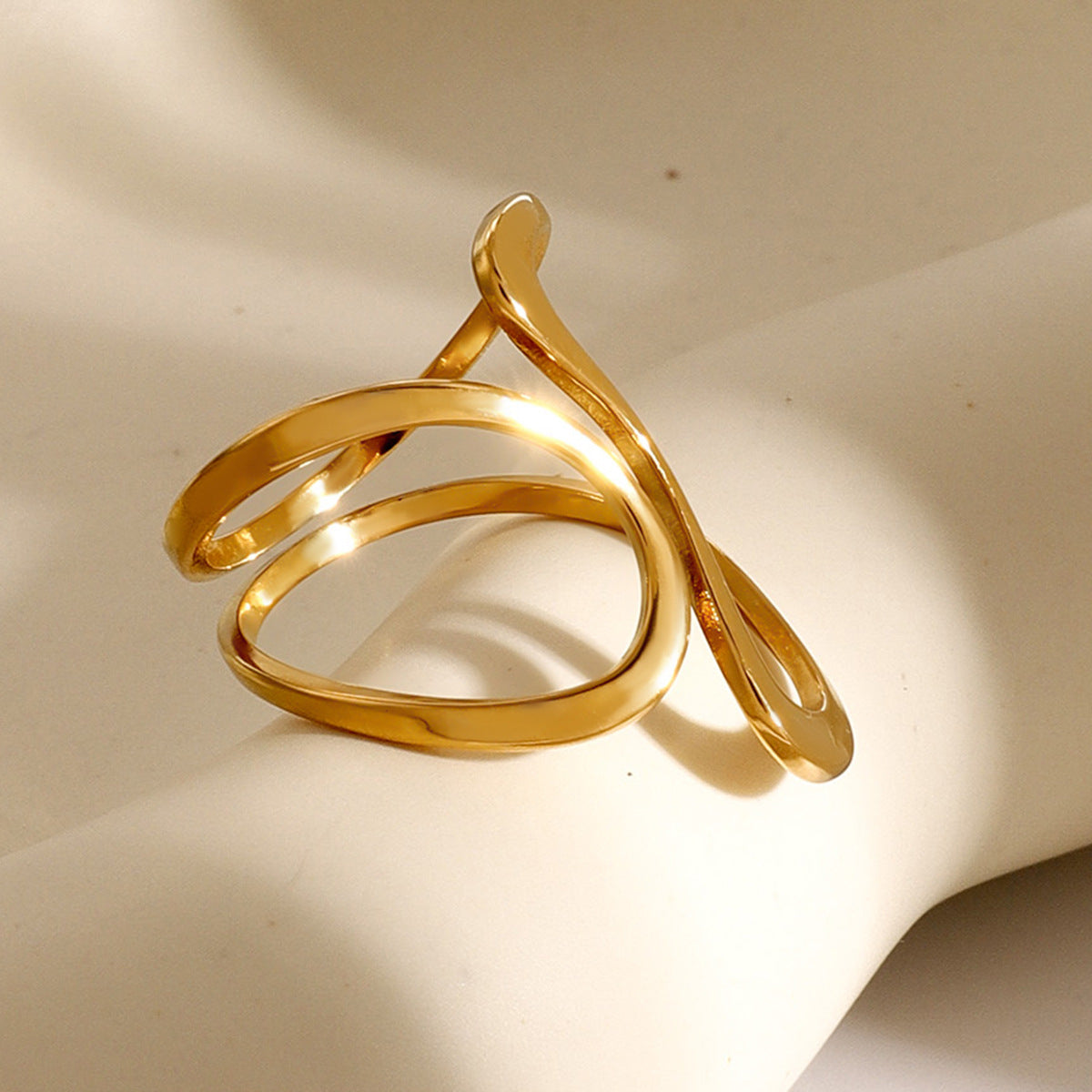 Irregular Line Cross Adjustable Layered Rings