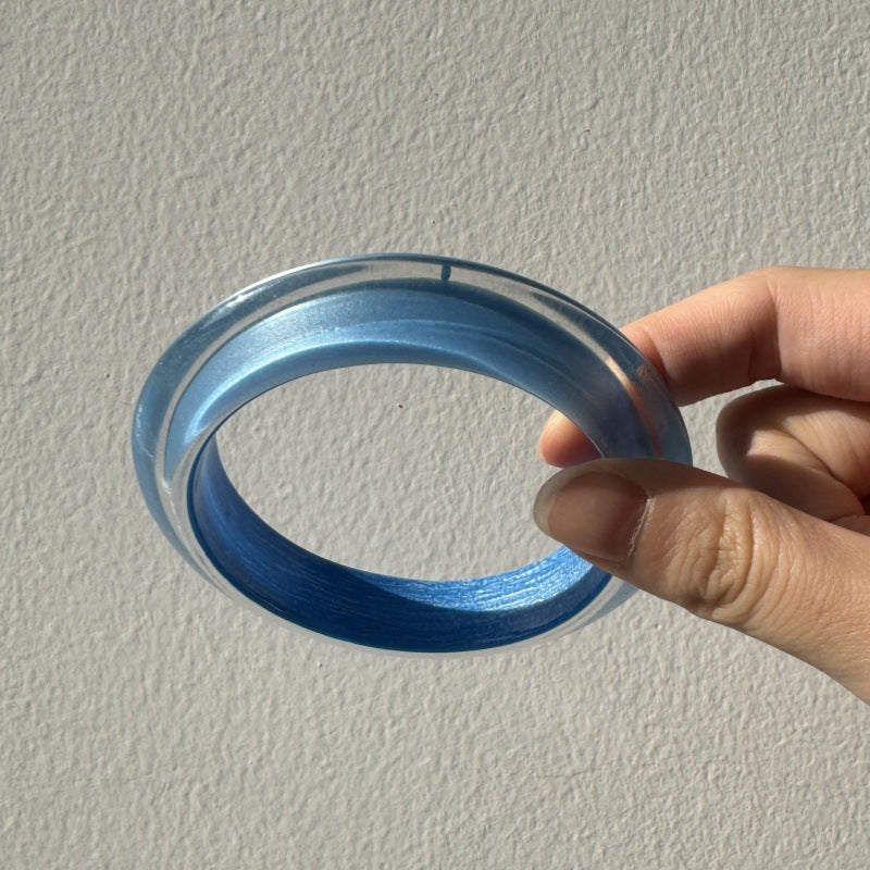 Colorful Geometric Irregular Shimmer Resin Bangle