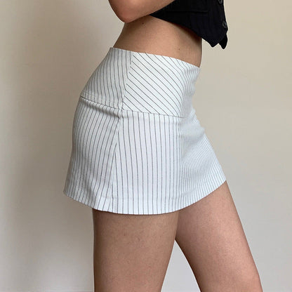 Striped Hip Wrap Slim Mini Skirt