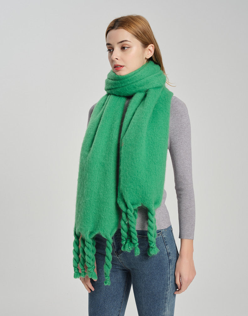 Simple Solid Color Tassel Scarves