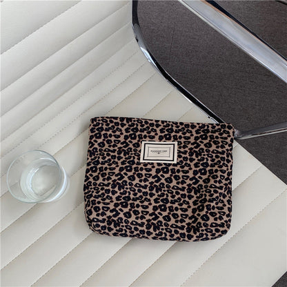 Simple Leopard Print Portable Make Up Bag