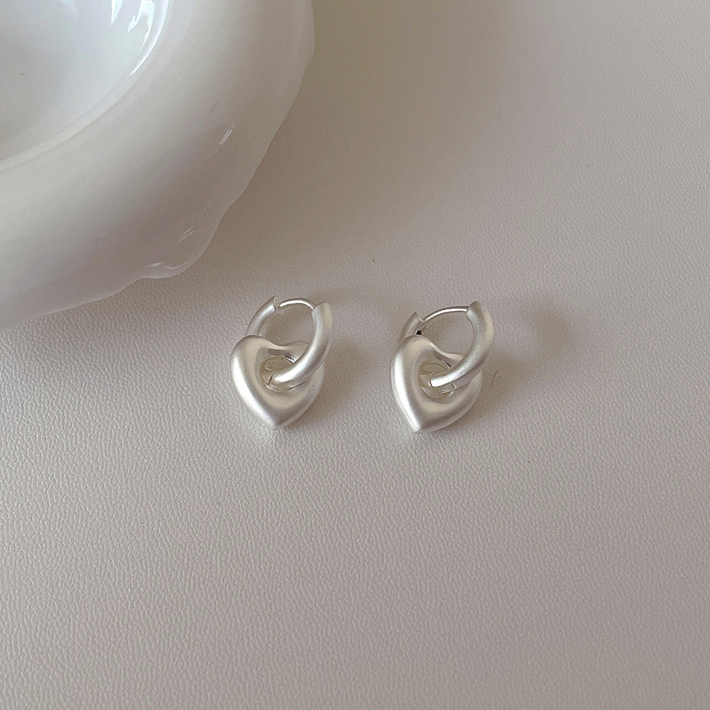 Vintage Matte Heart Drop Earrings