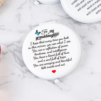 White Letter Mini Portable Makeup Mirror