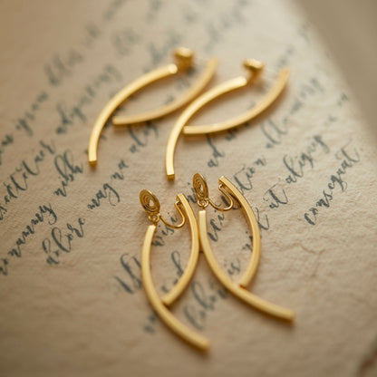 Simple Long Elegant Clip Earrings