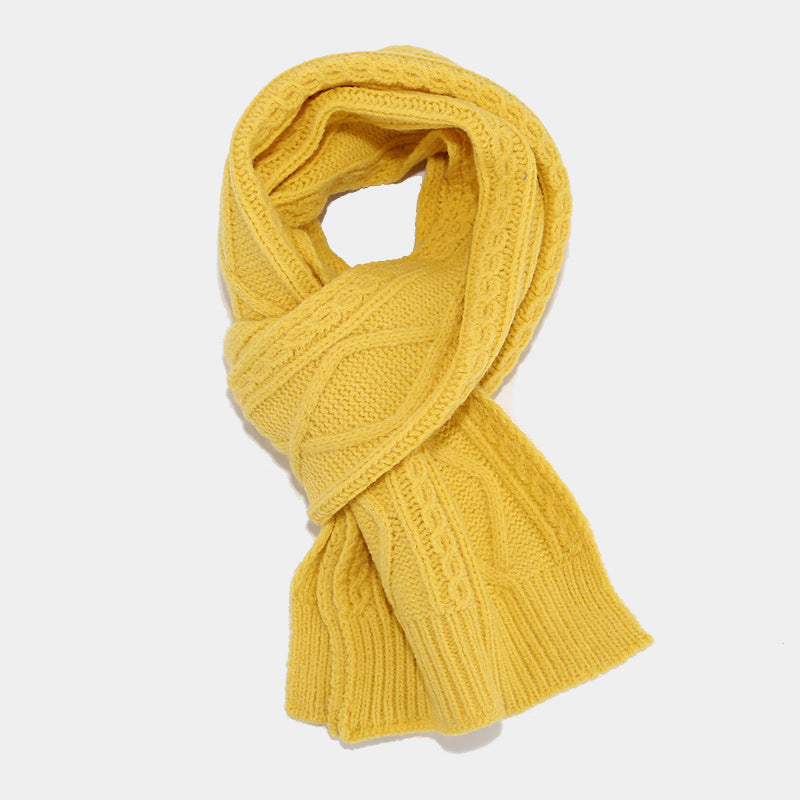 Solid Color Twist Simple Knit Hat & Scarf Sets