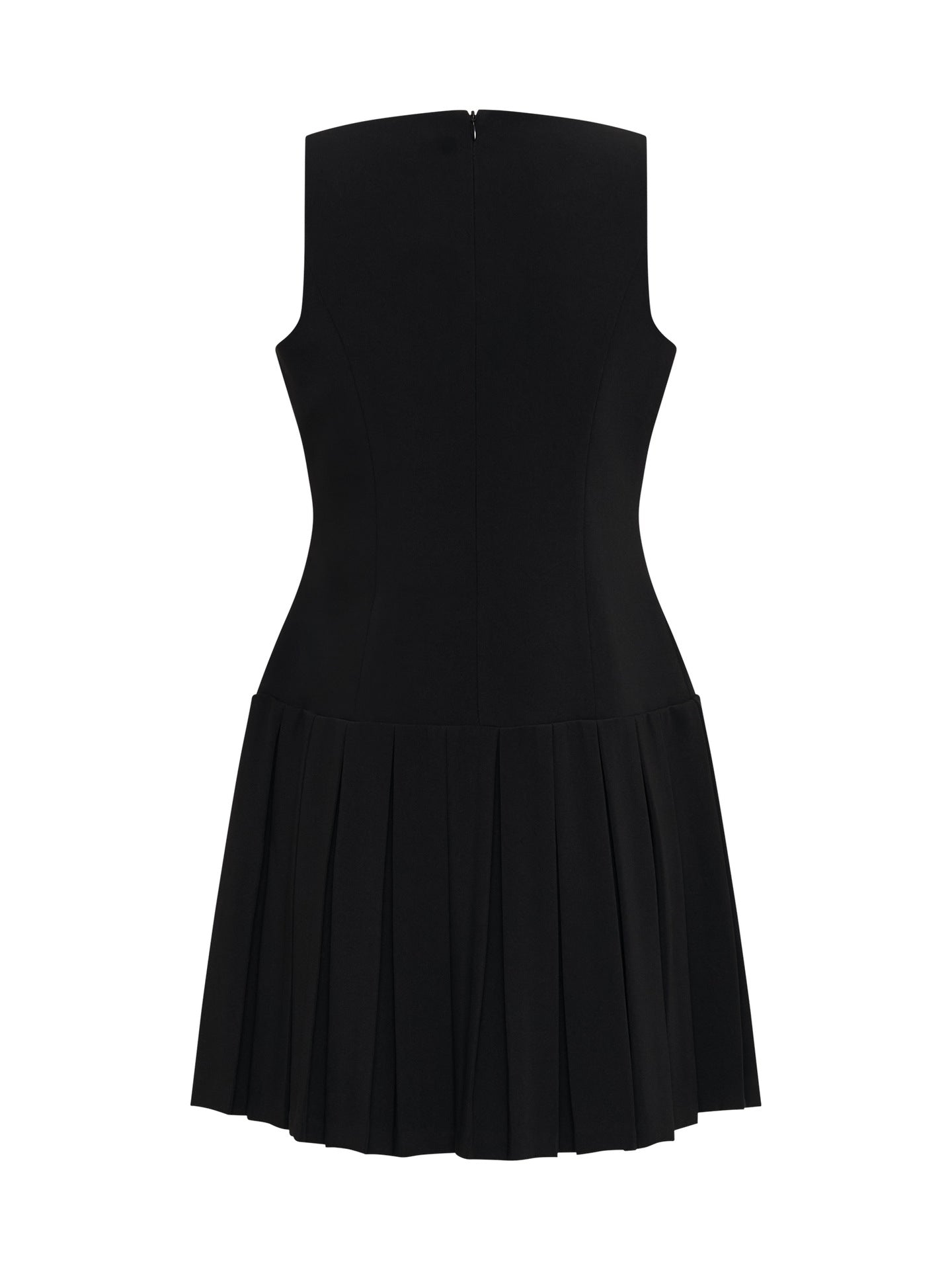 Simple Pleated Solid Color Mini Dress