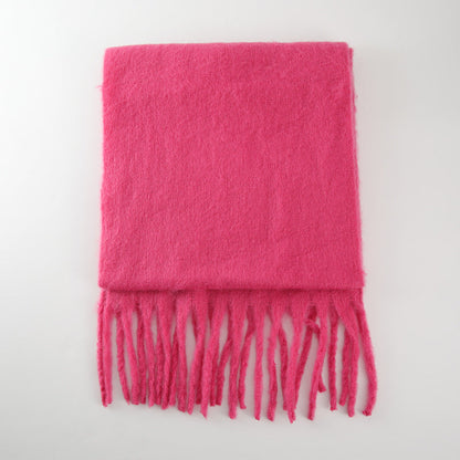 2+ Solid Color Tassel Mohair Scarves