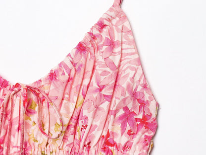Casual Floral Print Spaghetti Strap Maxi Dress