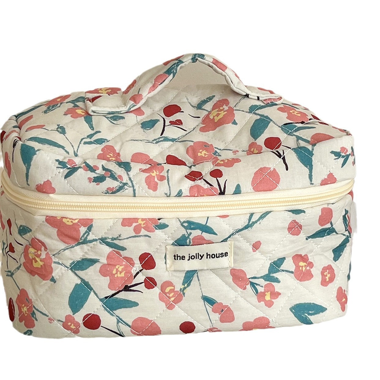 Flower Color Block Padded Make Up Bag