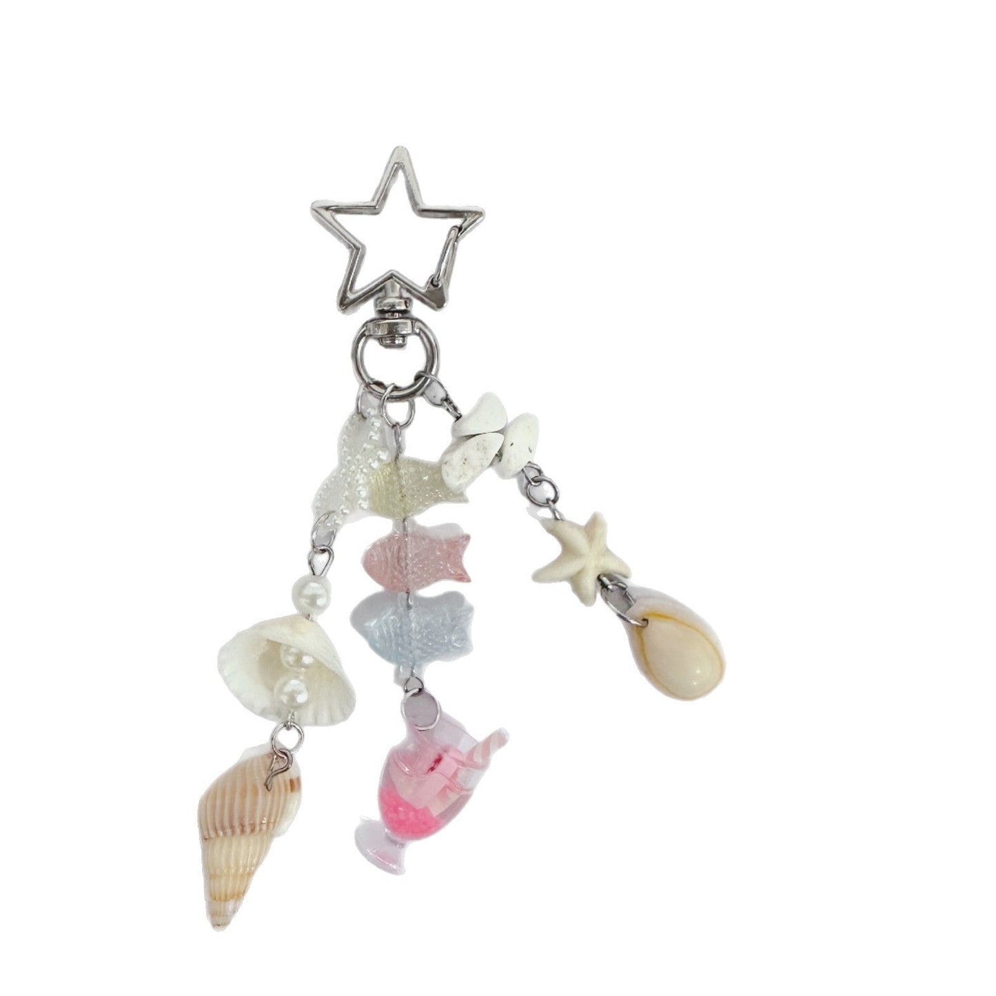 Cute Beaded Seashell Tassel Keychain Bag Charm
