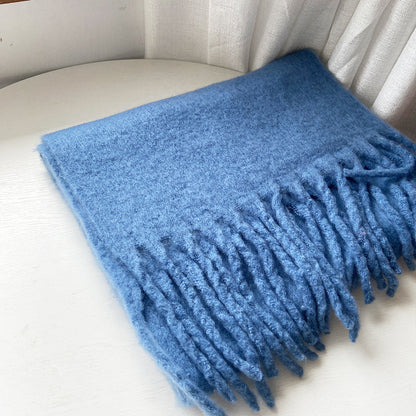 2+ Solid Color Tassel Mohair Scarves