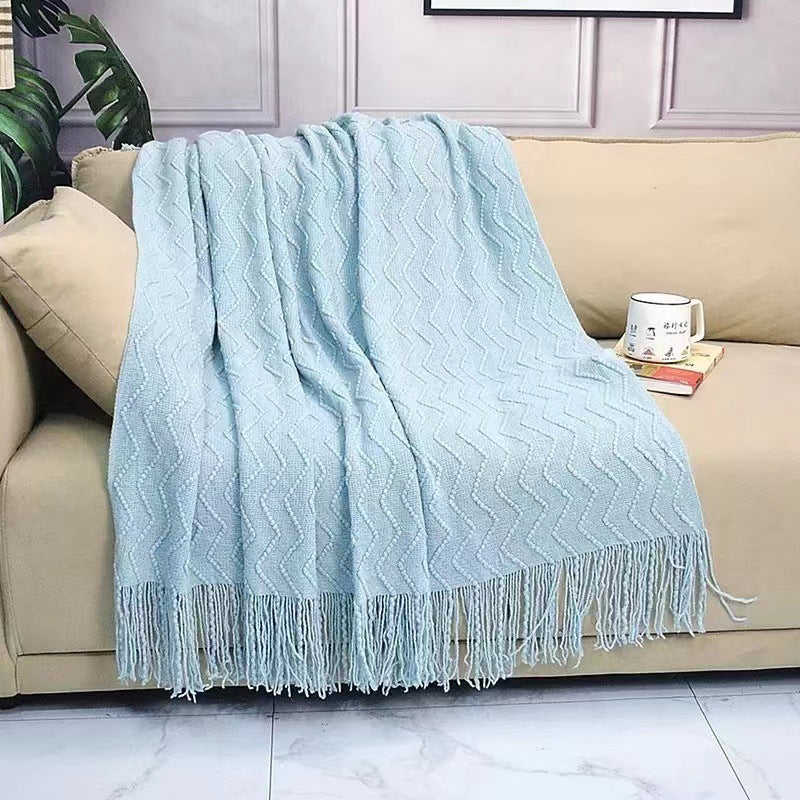 Soft Knitted Woven Tassel Throw Blanket