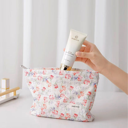 Cute Flower Printed Cotton Makeup Bag