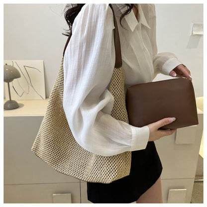 Casual Hollow Out Woven Shoulder Bag