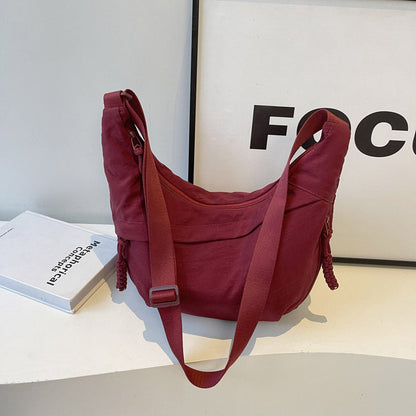 Solid Color Nylon Large Capacity Shoulder Bag