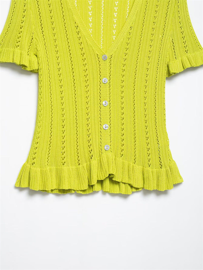 Trendy Hollow Out Jacquard Knit Top