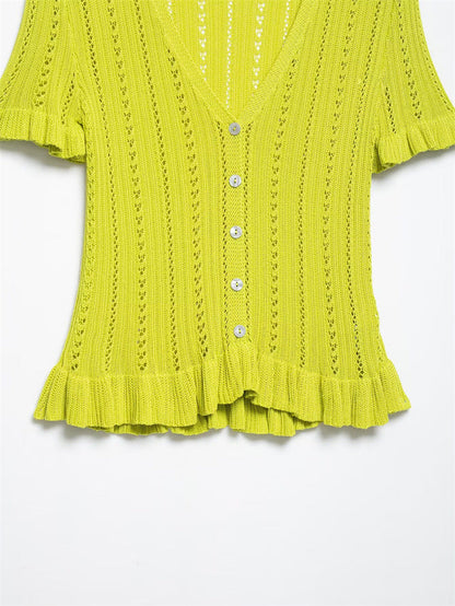 Trendy Hollow Out Jacquard Knit Top