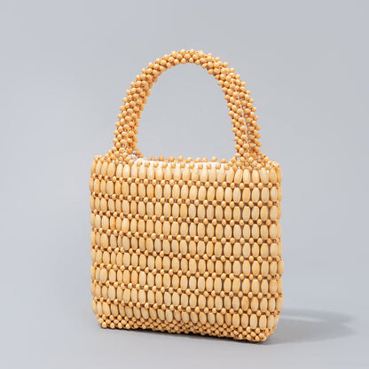 Handmade Wooden Bead Woven Handbags